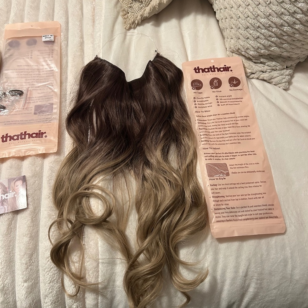 That hair(2) pairs extensions never worn. They won’t let me return.